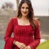 Maroon Anarkali Suit Set: Embroidered & Georgette Fabric