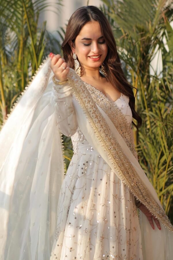 STD-128WHITE_1.jpg Luxurious White Gown with Sequence Work & Dupatta