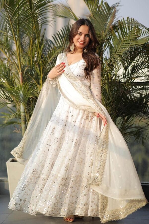 STD-128_WHITE_4.jpg Luxurious White Gown with Sequence Work & Dupatta