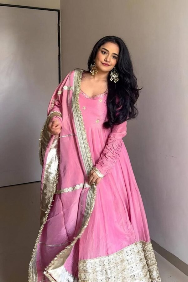 TD-6072PINK_2.jpg Pink Elegant Chinon Embroidered Suit Set