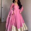 TD-6072PINK_4.jpg Pink Elegant Chinon Embroidered Suit Set