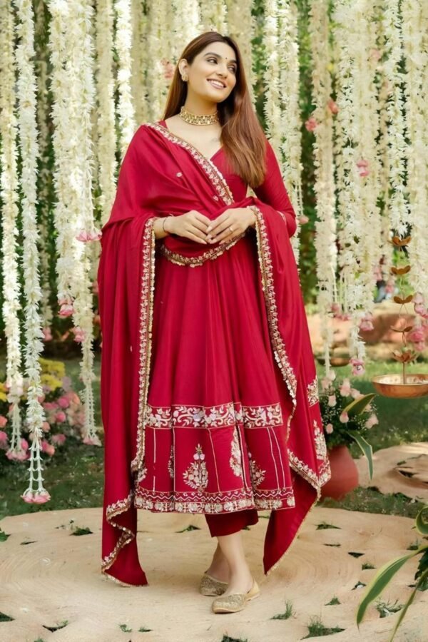 TD-6074RED_2.jpg Red Wedding Wear Heavy Embroidered Anarkali Suit