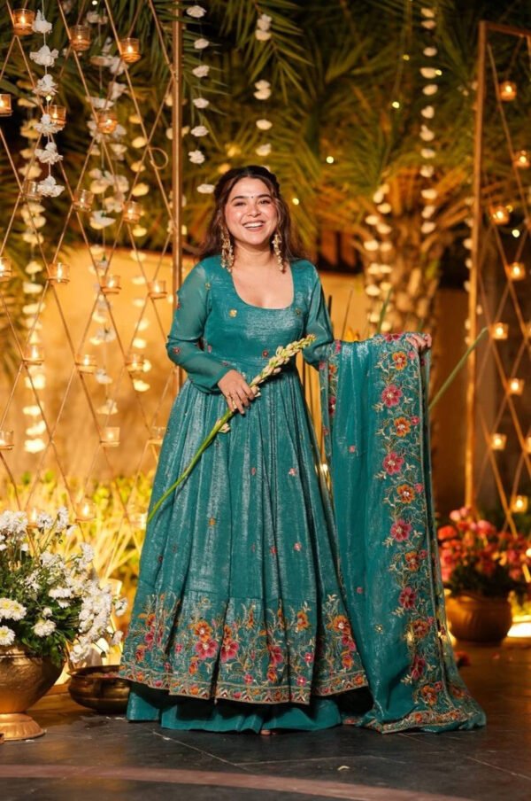 TD-6098_4.jpg Crushed Silk Anarkali Suit Set