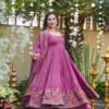 TD-6098magenta_1.jpg Magenta Crushed Silk Anarkali Suit Set
