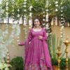TD-6098magenta_2.jpg Magenta Crushed Silk Anarkali Suit Set