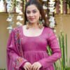 TD-6098magenta_3.jpg Magenta Crushed Silk Anarkali Suit Set