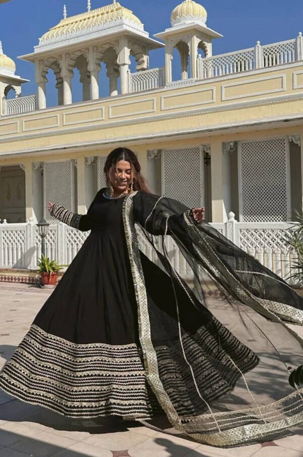 TD-6104_2.jpg Black Noor Anarkali Gown Suit Set