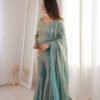 ZSR-3159_3.jpg Steel Green Fendy Silk Sharara Suit