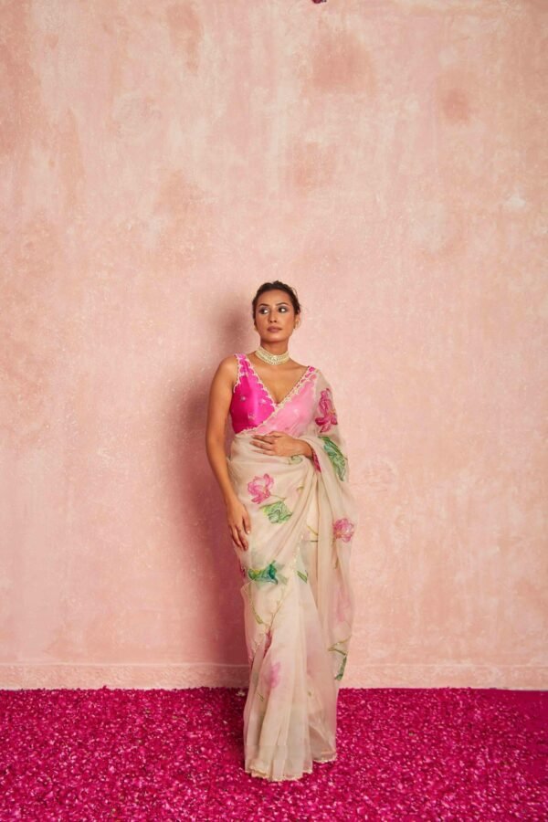 skS264-4-KamalBeigeOrganzaSilkSareewithRaani_2.jpg Kamal Beige Organza Silk Saree