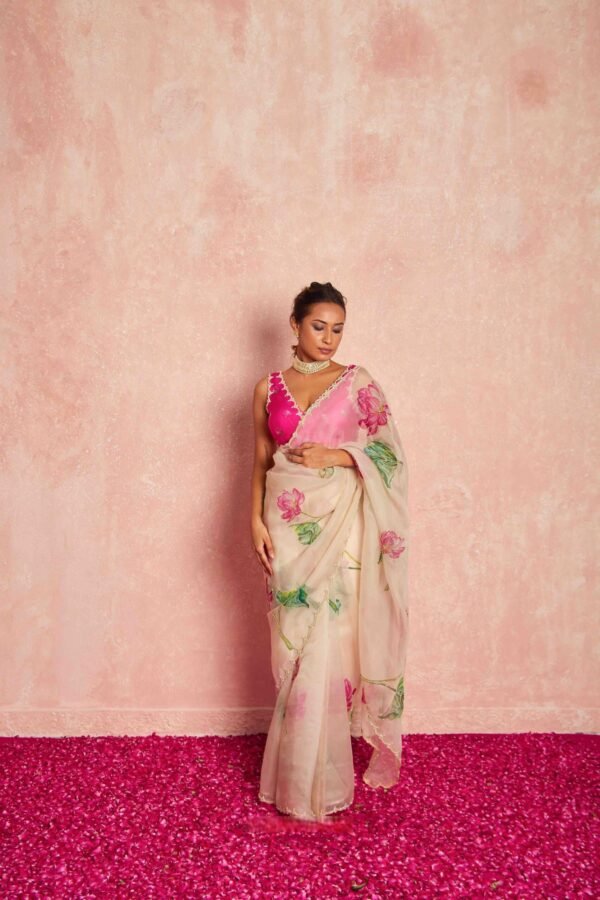 skS264-4-KamalBeigeOrganzaSilkSareewithRaani_4.jpg Kamal Beige Organza Silk Saree